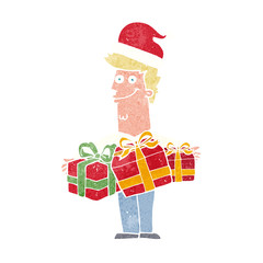 cartoon man with gifts