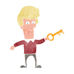 cartoon man with key