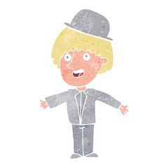 cartoon man in bowler hat