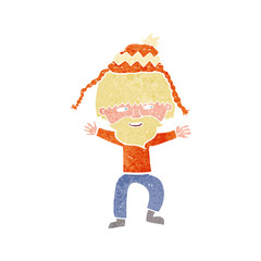 cartoon hipster man in hat