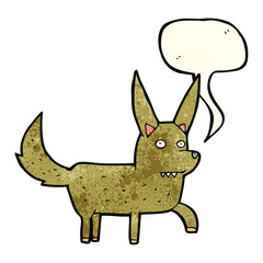 cartoon wild dog with speech bubble