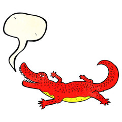 cartoon crocodile with speech bubble
