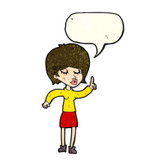 cartoon woman with idea with speech bubble