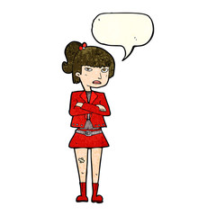 cartoon cool girl with speech bubble