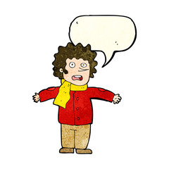 cartoon surprised man with speech bubble
