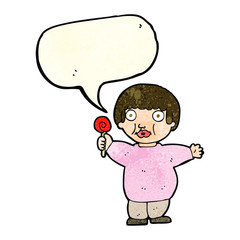 cartoon fat child with speech bubble
