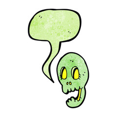 funny cartoon skull with speech bubble