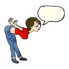 cartoon sexy woman with speech bubble