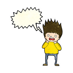 cartoon man panicking with speech bubble