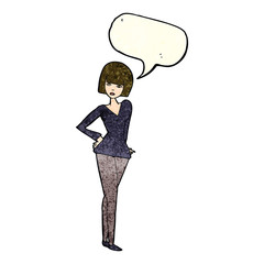 cartoon pretty woman with speech bubble