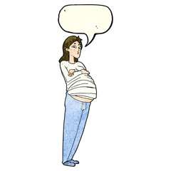 cartoon pregnant woman with speech bubble