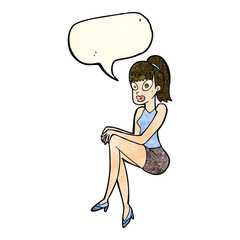 cartoon pretty woman with speech bubble