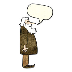 cartoon bearded old man with speech bubble