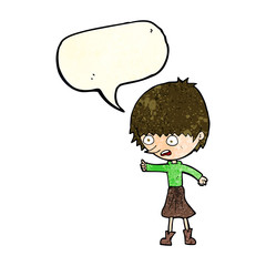 cartoon woman stressing out with speech bubble