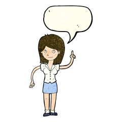 cartoon woman with idea with speech bubble