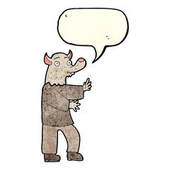 cartoon werewolf with speech bubble