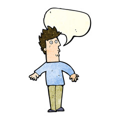 cartoon surprised man with speech bubble