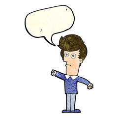 cartoon man punching with speech bubble