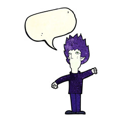 cartoon vampire man with speech bubble