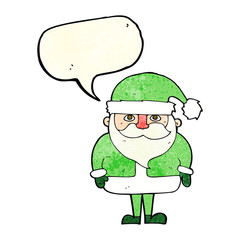 cartoon santa claus with speech bubble