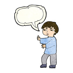 cartoon man gesturing with speech bubble