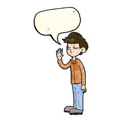 cartoon arrogant boy with speech bubble