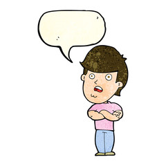 cartoon disappointed man with speech bubble