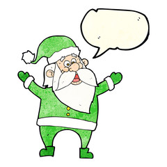 cartoon santa claus with speech bubble