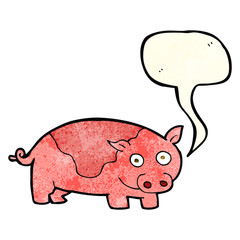 cartoon pig with speech bubble