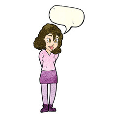 cartoon confused woman with speech bubble