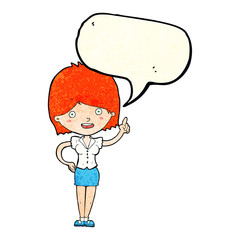 cartoon woman with idea with speech bubble