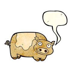 cartoon pig with speech bubble