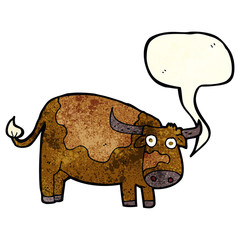 cartoon cow with speech bubble