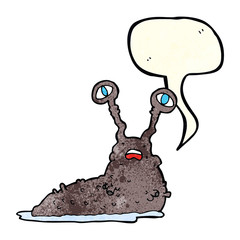 cartoon gross slug with speech bubble
