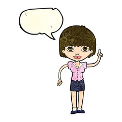 cartoon woman with idea with speech bubble