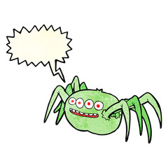 cartoon spooky spider with speech bubble
