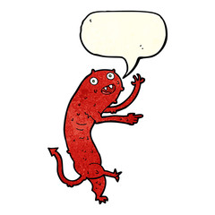 cartoon gross little monster with speech bubble