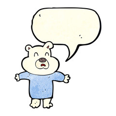 cartoon unhappy polar bear  with speech bubble