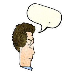cartoon annoyed man with speech bubble