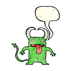 cartoon little devil with speech bubble