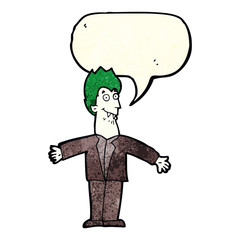 cartoon vampire man with speech bubble