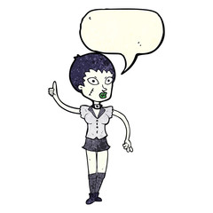 cartoon halloween girl with speech bubble