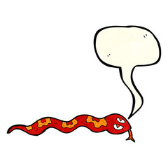 cartoon hissing snake with speech bubble