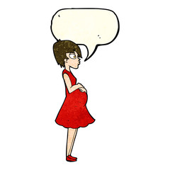cartoon pregnant woman with speech bubble