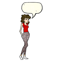 cartoon pretty woman  with speech bubble