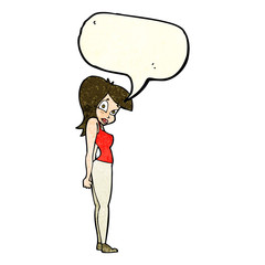 cartoon pretty woman  with speech bubble