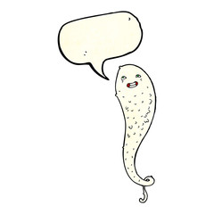 cartoon spooky ghost with speech bubble