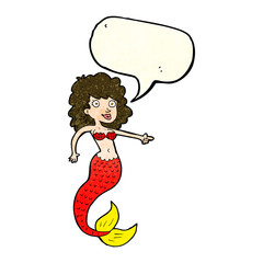 cartoon mermaid with speech bubble