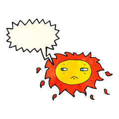 cartoon sad sun with speech bubble