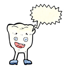 cartoon tooth with speech bubble